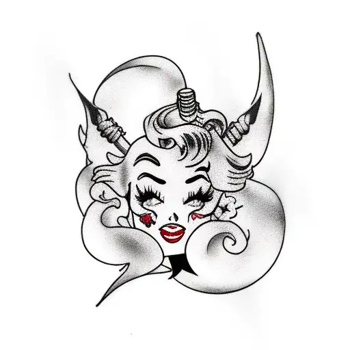 Pin-up   rockabilly  fullbody tattoo design idea