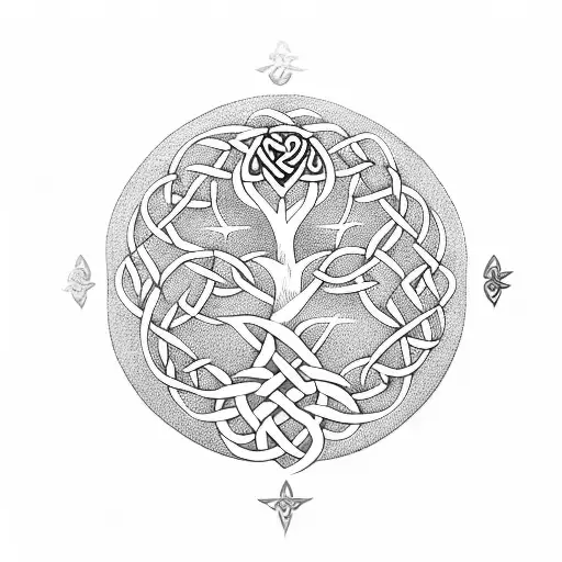 celtic tree of life with the letter M tattoo design idea