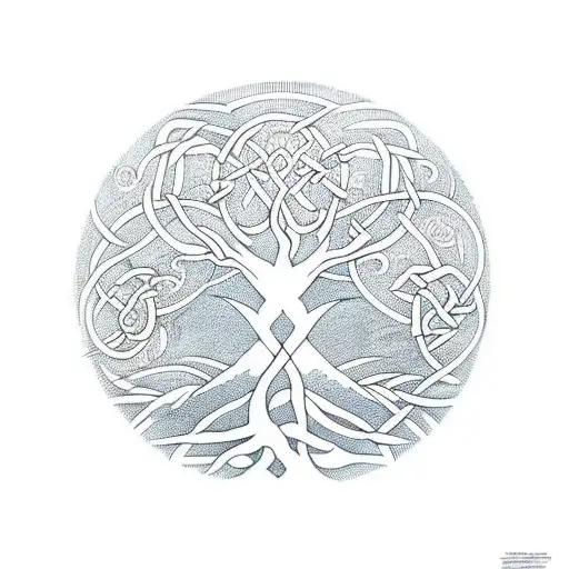 celtic tree of life with a mountain under it which look like an M tattoo design idea