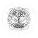 celtic tree of life with a mountain under it which look like an M tattoo design idea