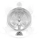 celtic tree of life with a mountain under it which look like an M tattoo design idea