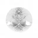 celtic tree of life with a mountain under it which look like an M tattoo design idea