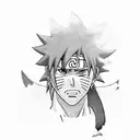 A dynamic blackwork tattoo featuring Naruto, Sasuke, and Sakura in a powerful battle pose tattoo design idea