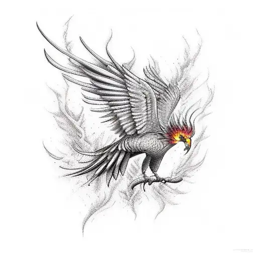 flaming Phoenixbird tattoo design idea