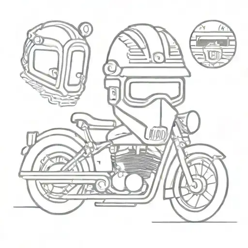 welders mask, a motorcycle, and a baseball tattoo design idea