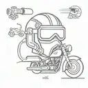 welders mask, a motorcycle, and a baseball tattoo design idea