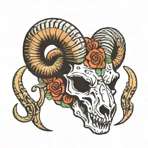 ram skull tattoo design idea