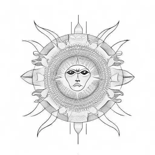 Sun geometric negative space arm band tattoo design idea