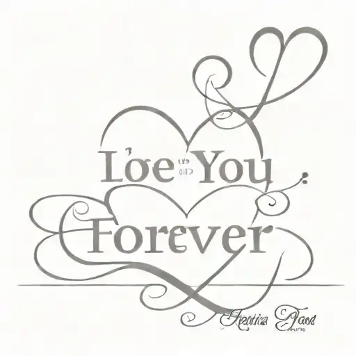 a tattoo with a heart, a wing, the infinity sign and a sentence with for the love of my life I love you forever. tattoo design idea