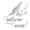 a tattoo with a heart, a wing, the infinity sign and a sentence with for the love of my life I love you forever. tattoo design idea