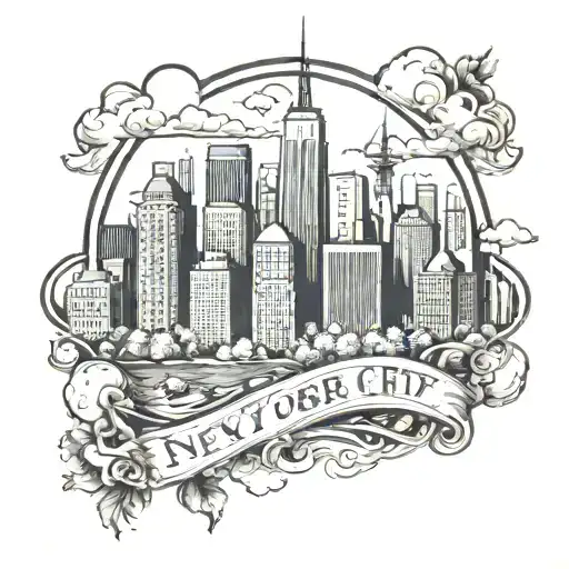 New York city skyline tattoo design idea