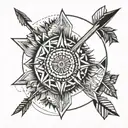 sun, Bow and arrow tattoo design idea