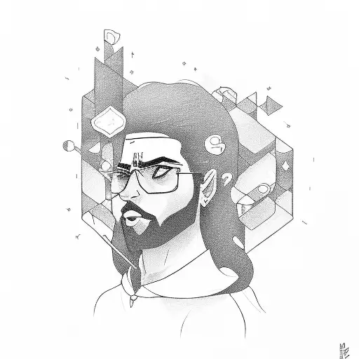 Composition،musician،black wizard،A man with long hair،A sad and depressed man،scary and sad،big man،angry tattoo design idea