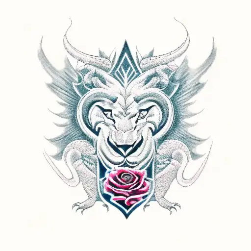 dragon, rose, swan, bear, rose, lion and hammer tattoo design idea