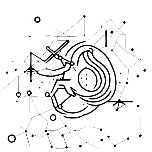 A constellation of Sagittarius formed by waves and skateboards tattoo design idea