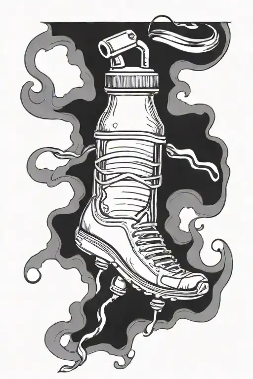 a milk bottle with legs and a sweat band running tattoo design idea