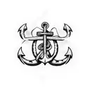 An anchor intertwined with a sea shell tattoo design idea