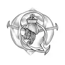 An anchor intertwined with a sea shell tattoo design idea