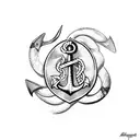 An anchor intertwined with a sea shell tattoo design idea