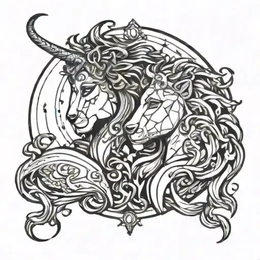 virgo and leo zodiac sign tattoo design idea