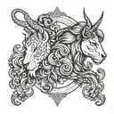 virgo and leo zodiac sign tattoo design idea