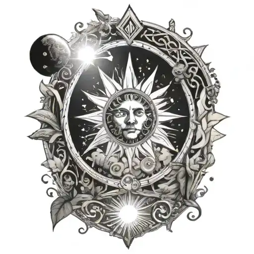 Tarot cards , mysticism , sun , power HD tattoo design idea