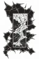shattered glass and lightning storm tattoo design idea