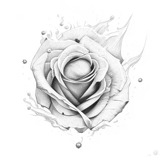 rose on fire tattoo design idea