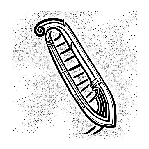 greek harp with vines tattoo design idea