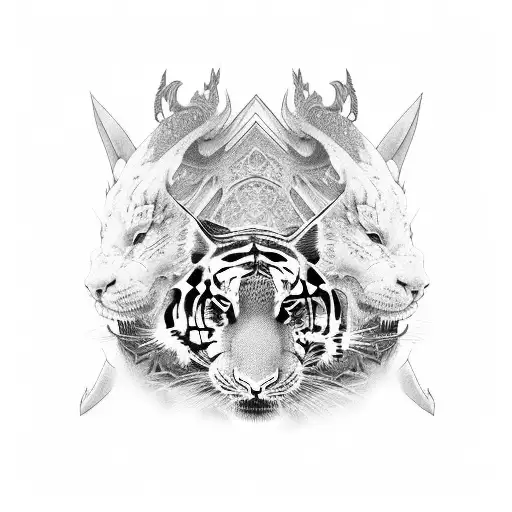 dragon rabbit and tiger tattoo design idea