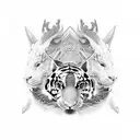 dragon rabbit and tiger tattoo design idea