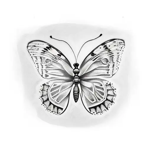 little boxed butterfly  tattoo design idea