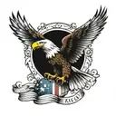 flag and eagle tattoo design idea
