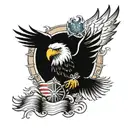 flag and eagle tattoo design idea
