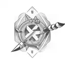 Arrow being shot through a $100 dollar bill tattoo design idea