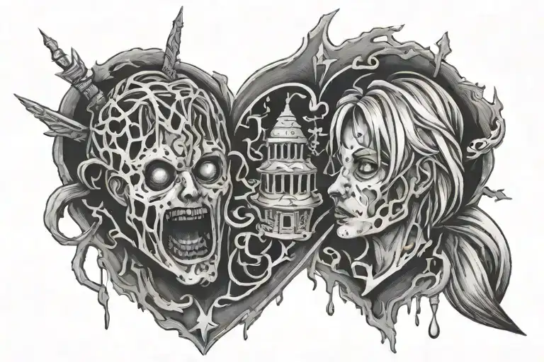Love not at the first sight silent hill tattoo design idea