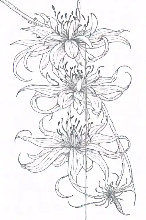 blur spider lily with a spider hanging from it tattoo design idea