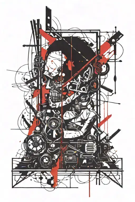 movie saw, instruments of torture, creepy inscriptions tattoo design idea