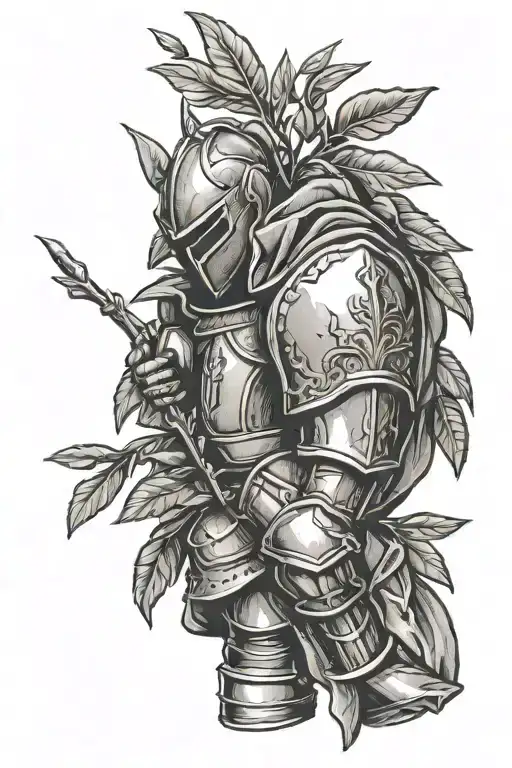 knight hand holding an olive branch tattoo design idea