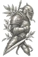 knight gauntlet holding an olive branch tattoo design idea