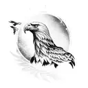 Eagle with spread wings has broken ankle chain tattoo design idea