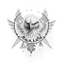 Eagle with spread wings has broken ankle chain tattoo design idea