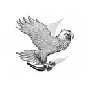 Eagle with spread wings has broken ankle chain tattoo design idea