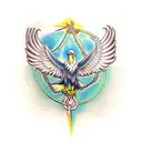 Eagle with spread wings has broken ankle chain tattoo design idea