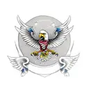 Eagle with spread wings has broken ankle chain tattoo design idea