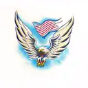 Eagle with spread wings has broken ankle chain tattoo design idea