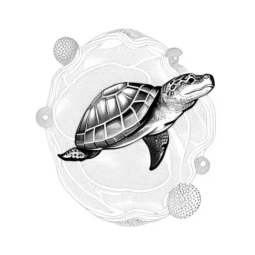 turtle jellyfish and dolphin tattoo design idea
