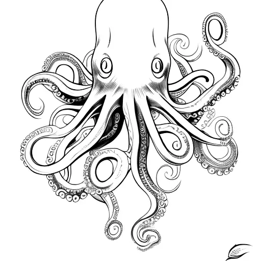 An octopus gracefully intertwined with a paintbrush and palette, creating a beautiful and dynamic composition tattoo design idea
