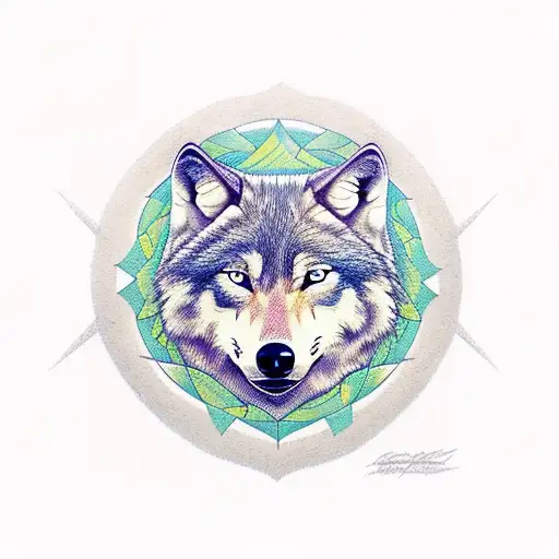 wolf to bear reflection tattoo design idea