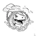dinosaur cute tattoo design idea